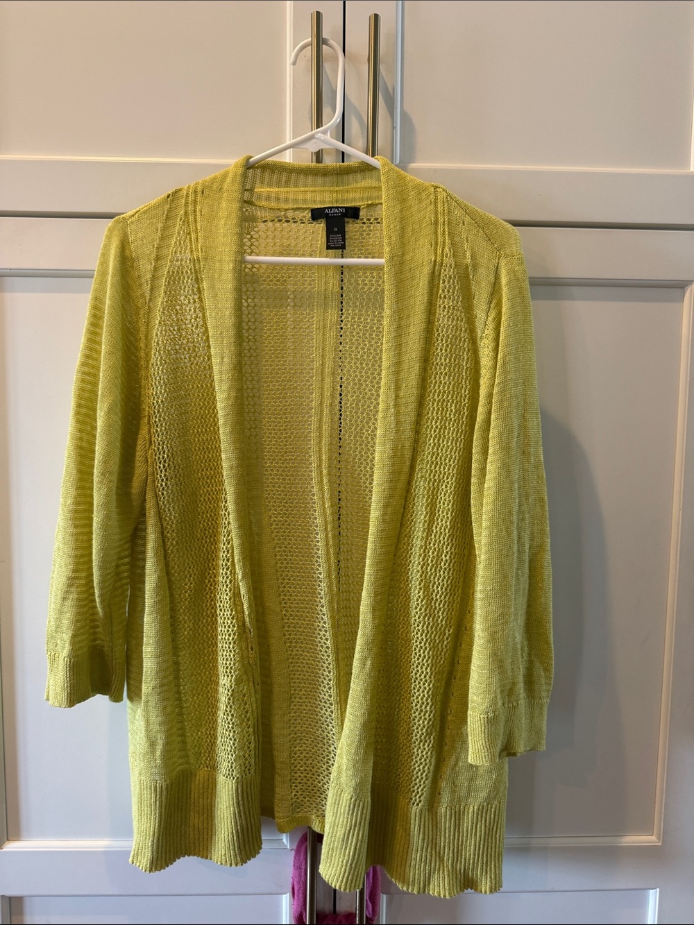 Alfani Lightweight Open-Front Cardigan in chartreuse 1X